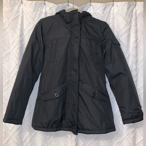 Black Puffer Winter Coat, NEW WITH TAGS, Hood With Removable Faux Fur